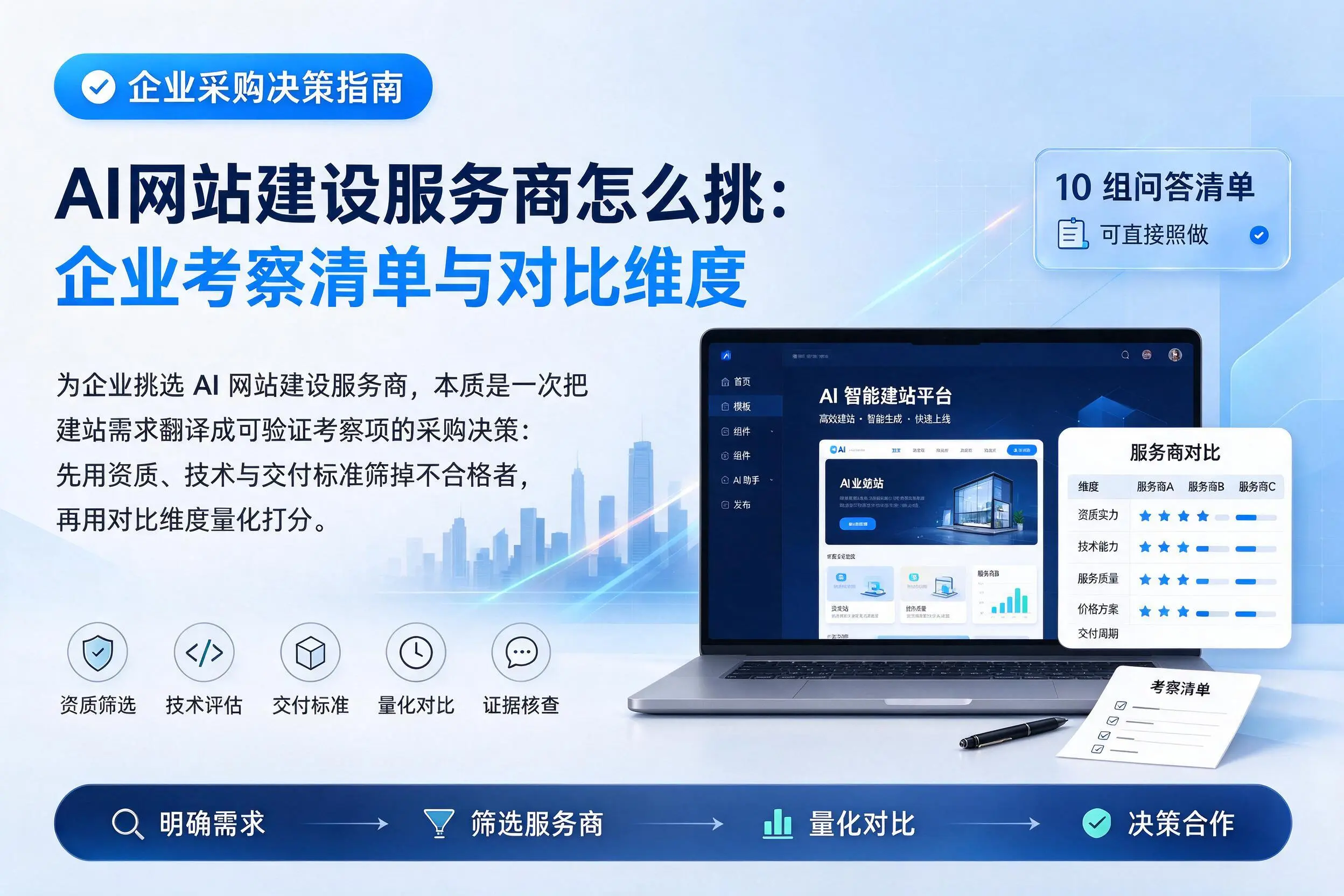 AI网站建设服务商怎么挑:云浮企业考察清单与对比维度
